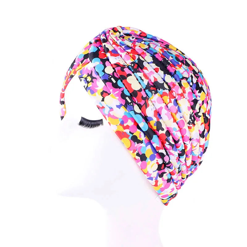 New Women Print Flower Knot Cancer Ruffle Chemo Hat Beanie Scarf Turban Head Wrap Knitted Cap Hair Loss Accessories