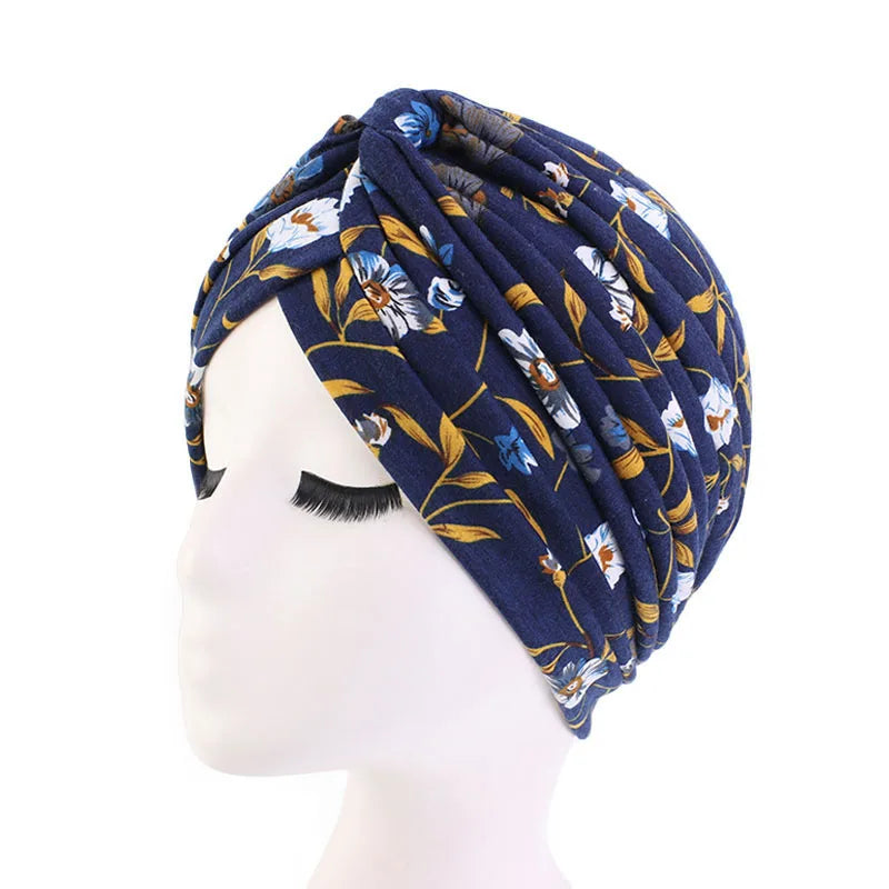 New Women Soft Floral Print Cotton Women Turban Hats Fashion Banadans Cancer Headwrap Chemo Cap Head Wrap Hair Accessories