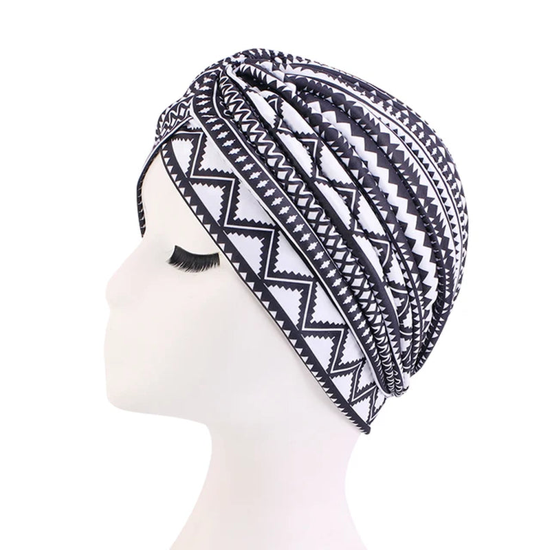 New Women Printed Knot Turban Indian Muslim Headwraps Chemo Cap Hijab Beanie Bonnet Head Wrap Bandanas Hair Loss Headscarf