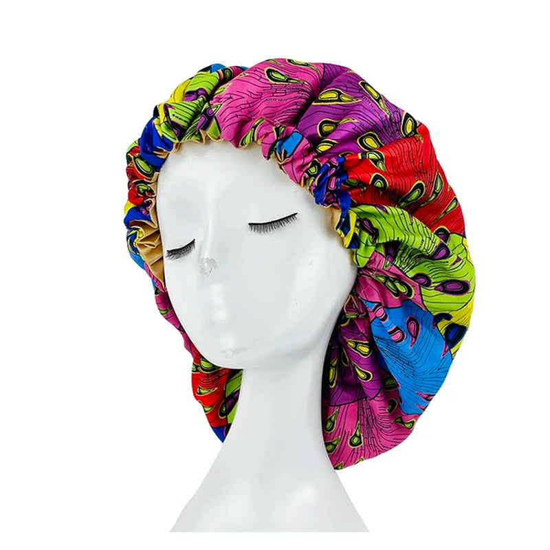 Europe and America Bonnet Women Night Sleep Cap Satin Lining Soft Extra Large Head Wear Lady Headwrap Hair Care Hat Wholesale