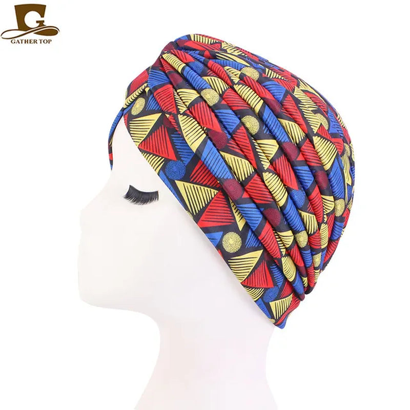 New Women Print Flower Knot Cancer Ruffle Chemo Hat Beanie Scarf Turban Head Wrap Knitted Cap Hair Loss Accessories