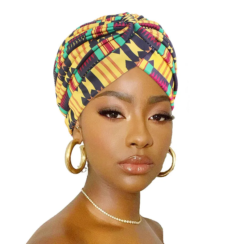 New Women Print Flower Knot Cancer Ruffle Chemo Hat Beanie Scarf Turban Head Wrap Knitted Cap Hair Loss Accessories