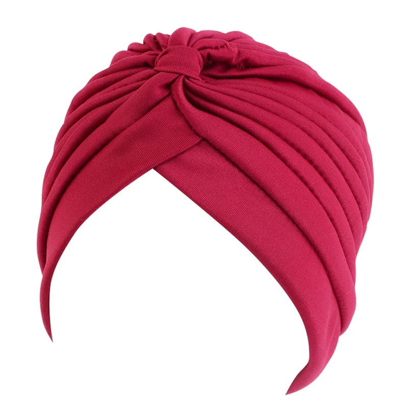 Women Stretchy Knot Turban Muslim Hat Islamic Inner Hijab Caps Head Scarf Bonnet Hair Loss Chemo Caps Elastic Headband Turban