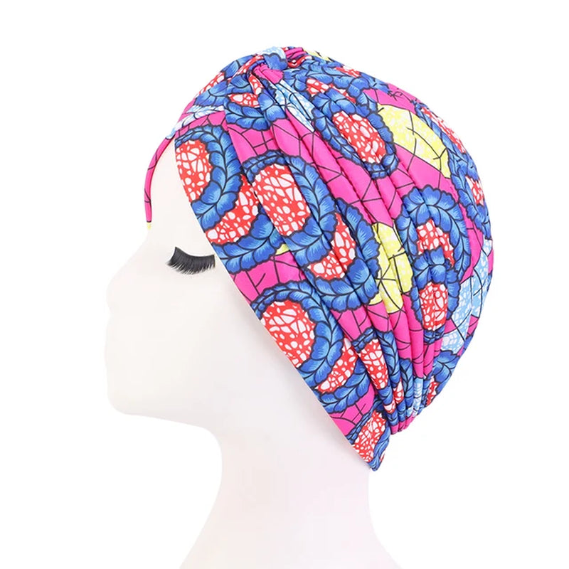 New Women Printed Knot Turban Indian Muslim Headwraps Chemo Cap Hijab Beanie Bonnet Head Wrap Bandanas Hair Loss Headscarf