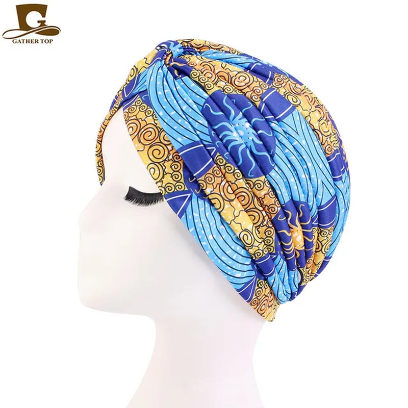 New Women Print Flower Knot Cancer Ruffle Chemo Hat Beanie Scarf Turban Head Wrap Knitted Cap Hair Loss Accessories