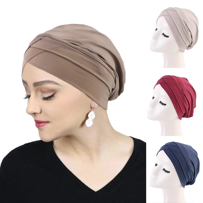 New Women Cross Muslim Hijab Inner Hat Islamic Underscarf Arab Wrap Chemo Bandana Muslim Scarf Hijab Bonnet Cap Indian Hat