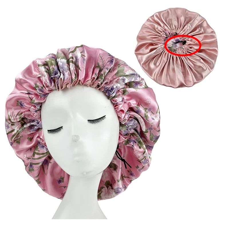 Europe and America Bonnet Women Night Sleep Cap Satin Lining Soft Extra Large Head Wear Lady Headwrap Hair Care Hat Wholesale